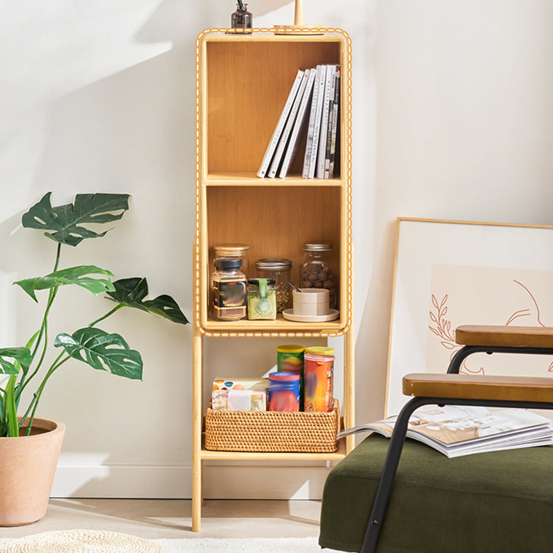 Contemporary Closed Back Bamboo Bookshelf Vertical Bookcase with Shelves