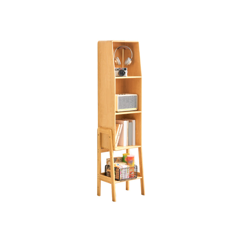 Contemporary Closed Back Bamboo Bookshelf Vertical Bookcase with Shelves