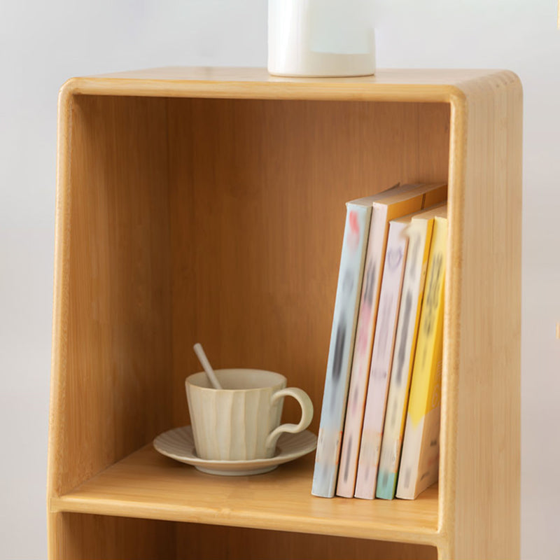 Bamboo Vertical Bookshelf Contemporary Closed Back Bookcase with Shelves