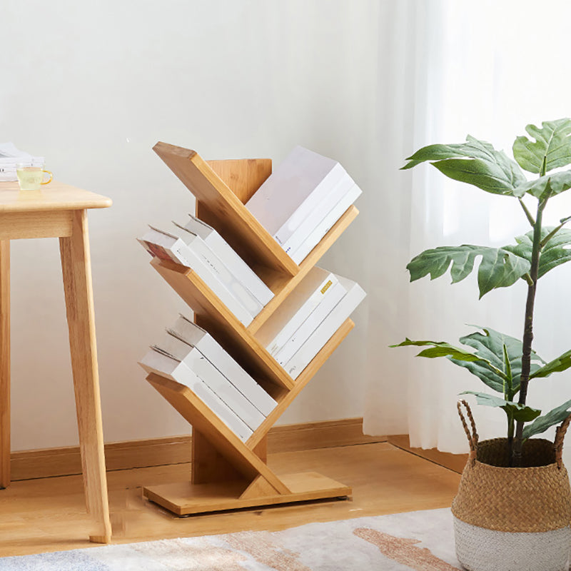 Etagere Contemporary Bamboo Bookcase Open Back Bookshelf for Office