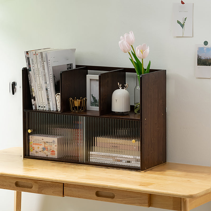Contemporary Closed Back Bookcase Bamboo Horizontal Bookshelf with Cabinets
