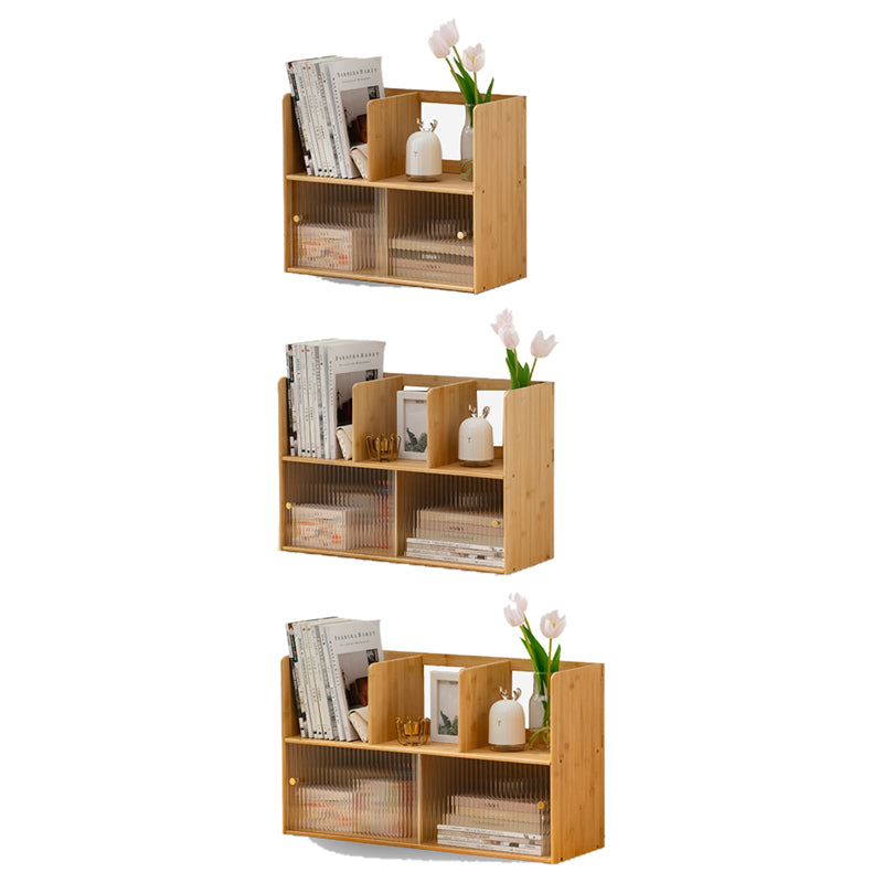 Contemporary Closed Back Bookcase Bamboo Horizontal Bookshelf with Cabinets