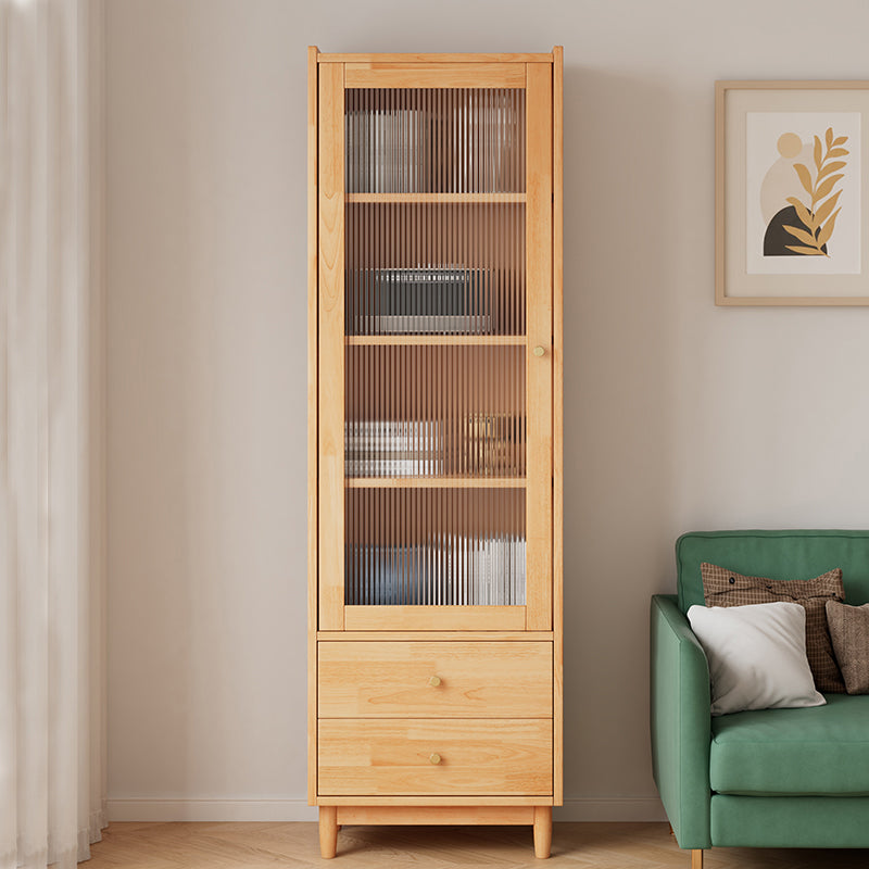 Closed Back Standard Bookshelf Solid Wood Contemporary Bookcase with Drawers