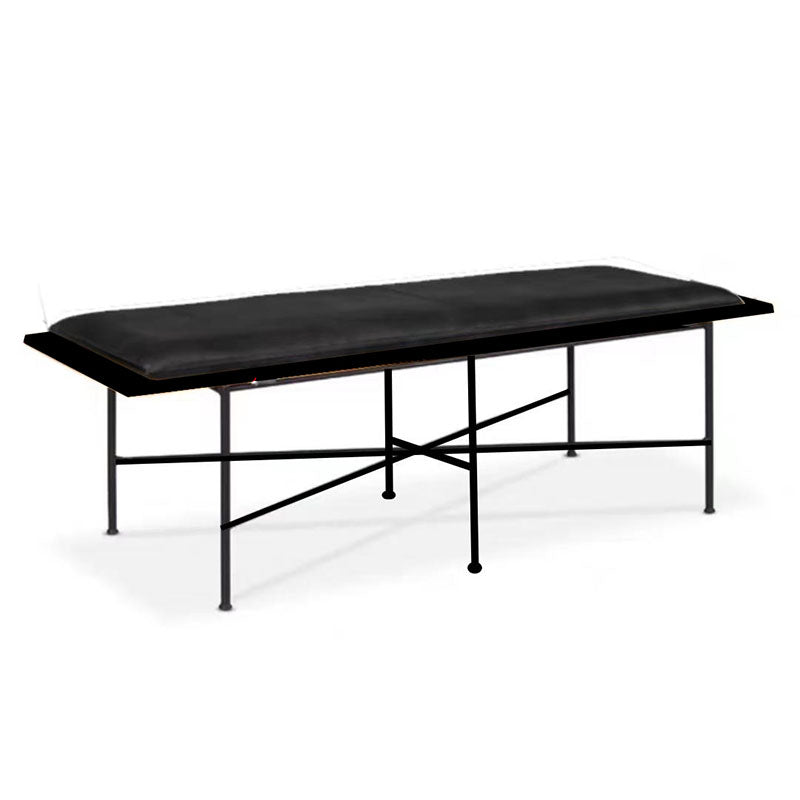 Contemporary Rectangle Upholstered Bench Metal Home Seating Bench with Legs