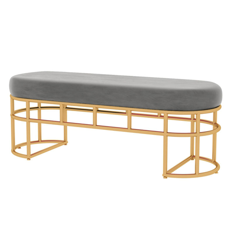 Contemporary Style Entryway Bench Cushioned Oval Metal Seating Bench