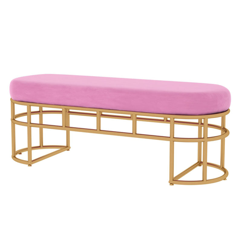 Contemporary Style Entryway Bench Cushioned Oval Metal Seating Bench