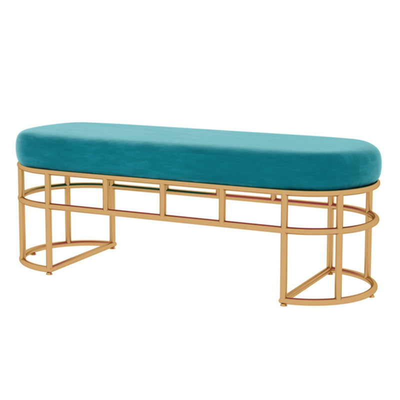 Contemporary Style Entryway Bench Cushioned Oval Metal Seating Bench