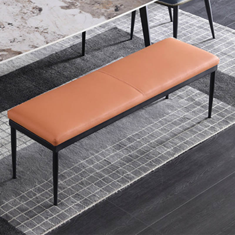 Contemporary Upholstered Bench Metal Home Seating Bench with Black Legs