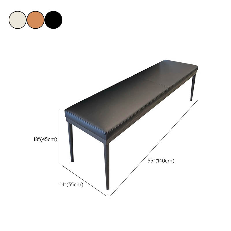 Contemporary Upholstered Bench Metal Home Seating Bench with Black Legs
