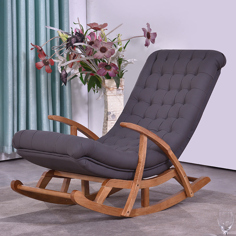 Wood Base Chaise Lounge Lazy Sofa Chair Leisure Single Home Rocking Chair