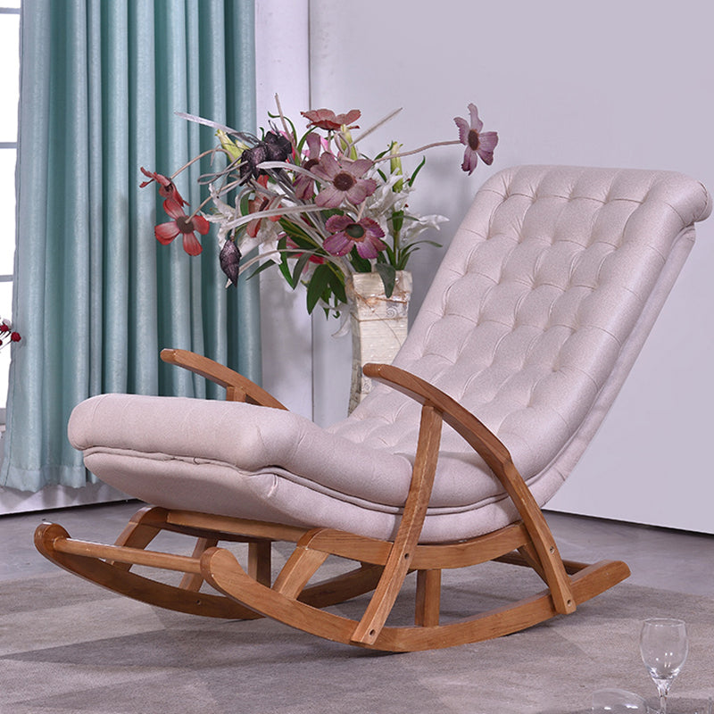 Wood Base Chaise Lounge Lazy Sofa Chair Leisure Single Home Rocking Chair