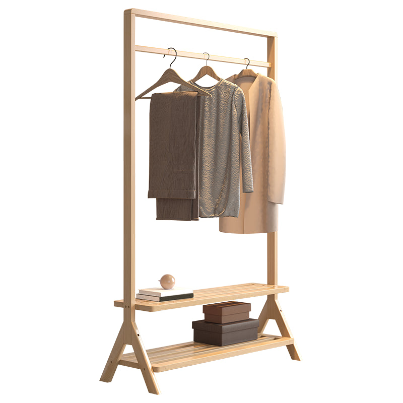 Modern Solid Wood Wardrobe Cabinet Bedroom Armoire with Shelves