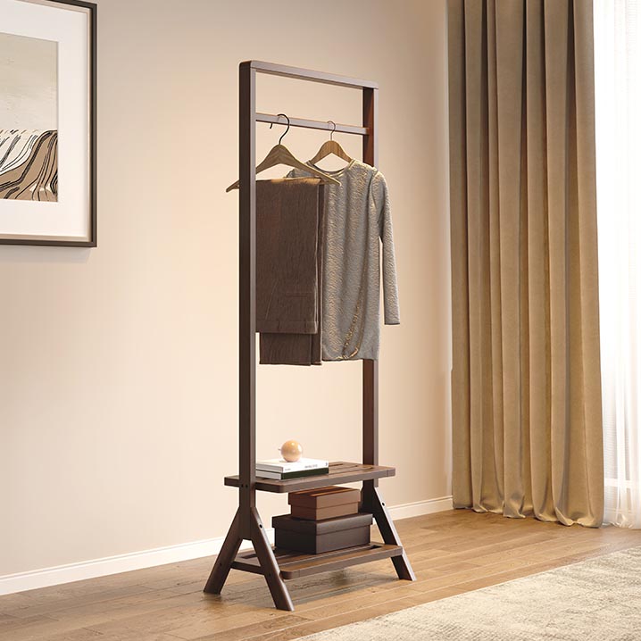 Modern Solid Wood Wardrobe Cabinet Bedroom Armoire with Shelves