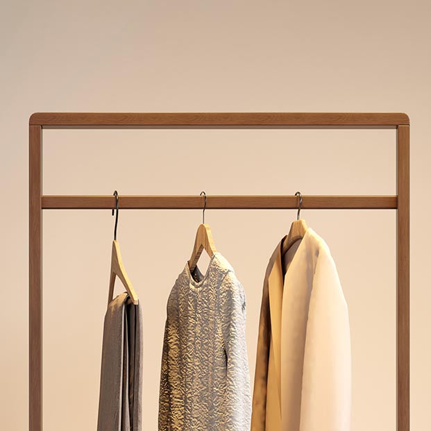 Modern Solid Wood Wardrobe Cabinet Bedroom Armoire with Shelves