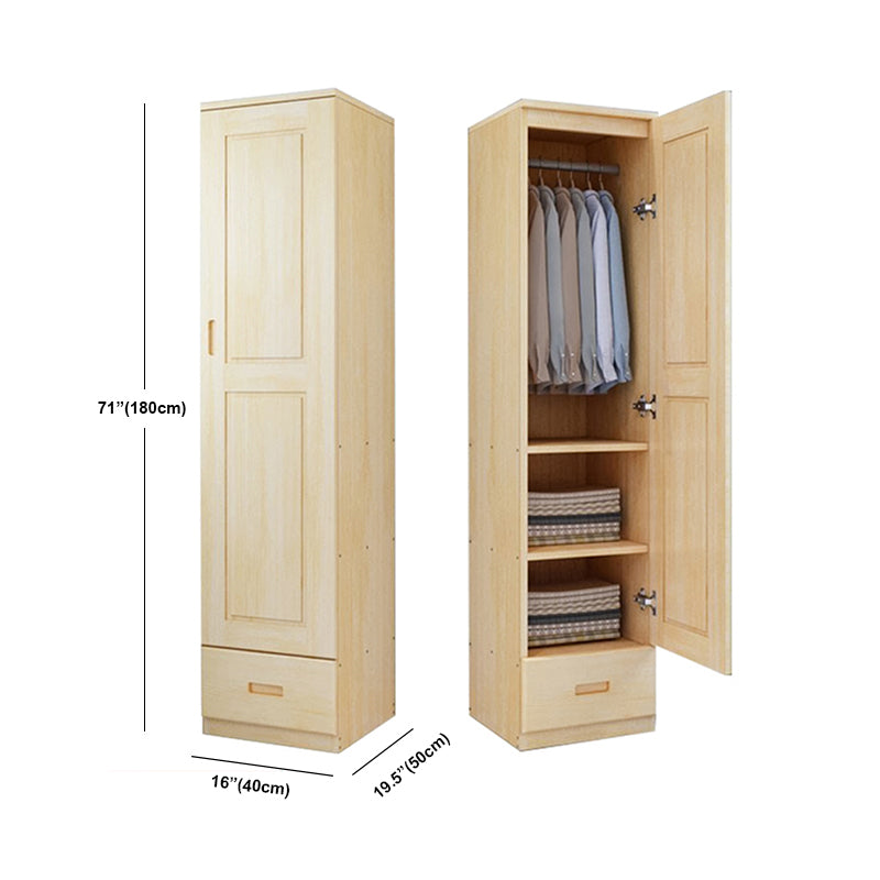 Modern Solid Wood Wardrobe Cabinet Bedroom Armoire with Doors