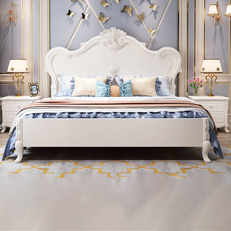 Victorian Solid Color Standard Bed Solid Wood Camelback Bed Frame