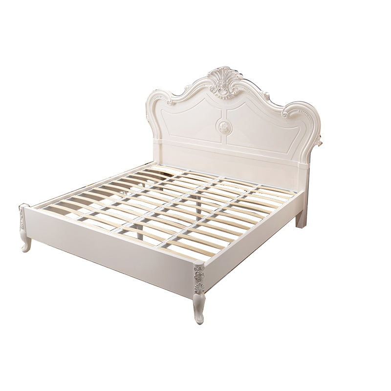 Victorian Solid Color Standard Bed Solid Wood Camelback Bed Frame