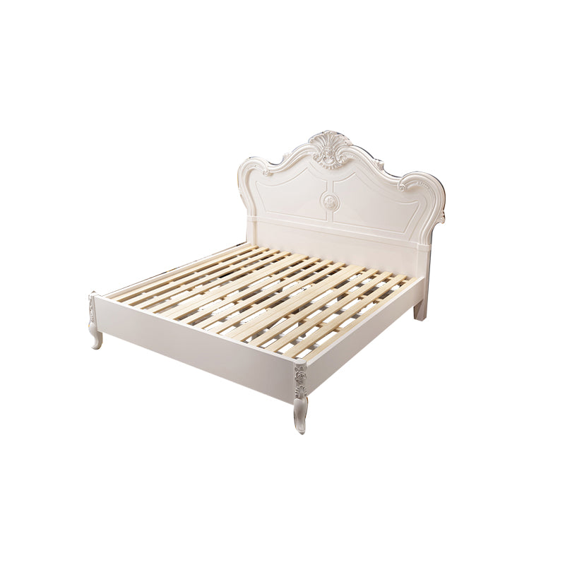 Victorian Solid Color Standard Bed Solid Wood Camelback Bed Frame