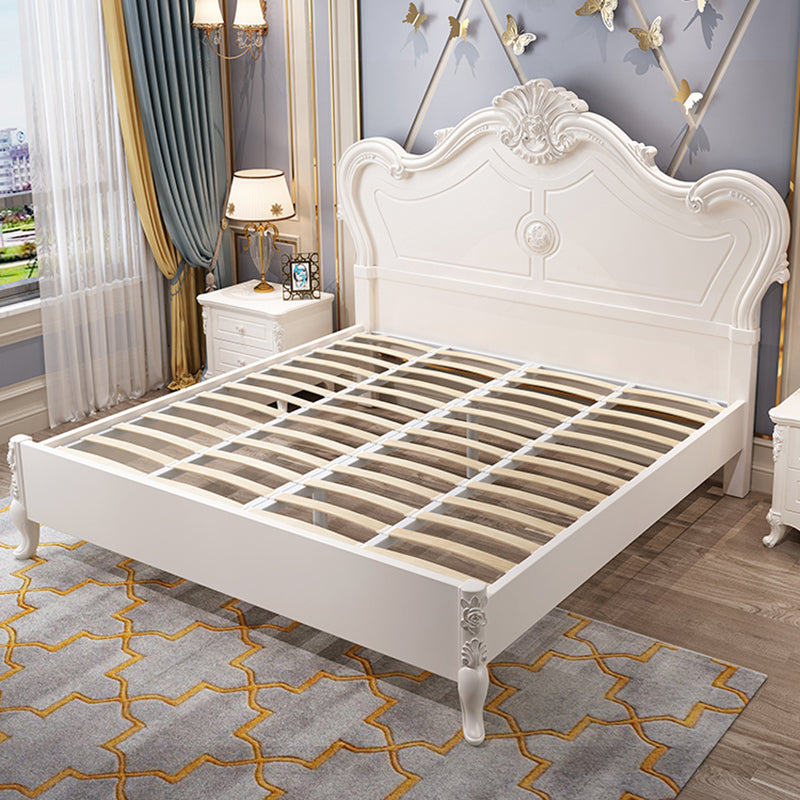 Victorian Solid Color Standard Bed Solid Wood Camelback Bed Frame