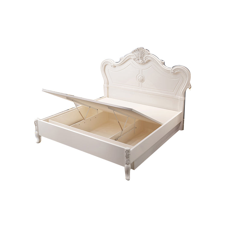 Victorian Solid Color Standard Bed Solid Wood Camelback Bed Frame