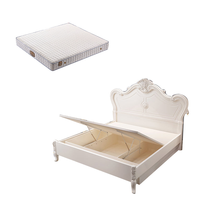 Victorian Solid Color Standard Bed Solid Wood Camelback Bed Frame