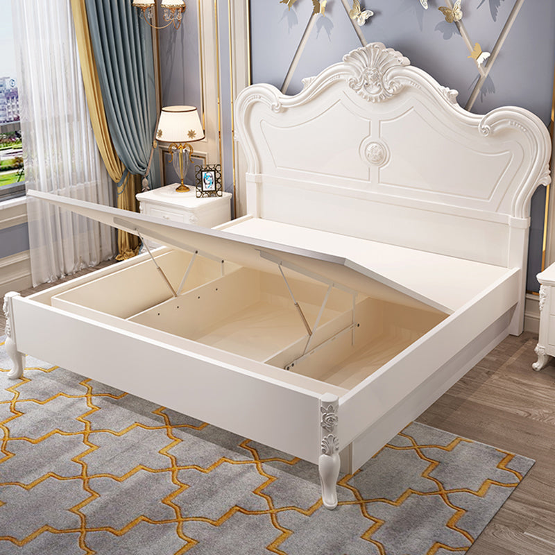 Victorian Solid Color Standard Bed Solid Wood Camelback Bed Frame