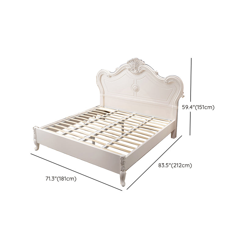 Victorian Solid Color Standard Bed Solid Wood Camelback Bed Frame