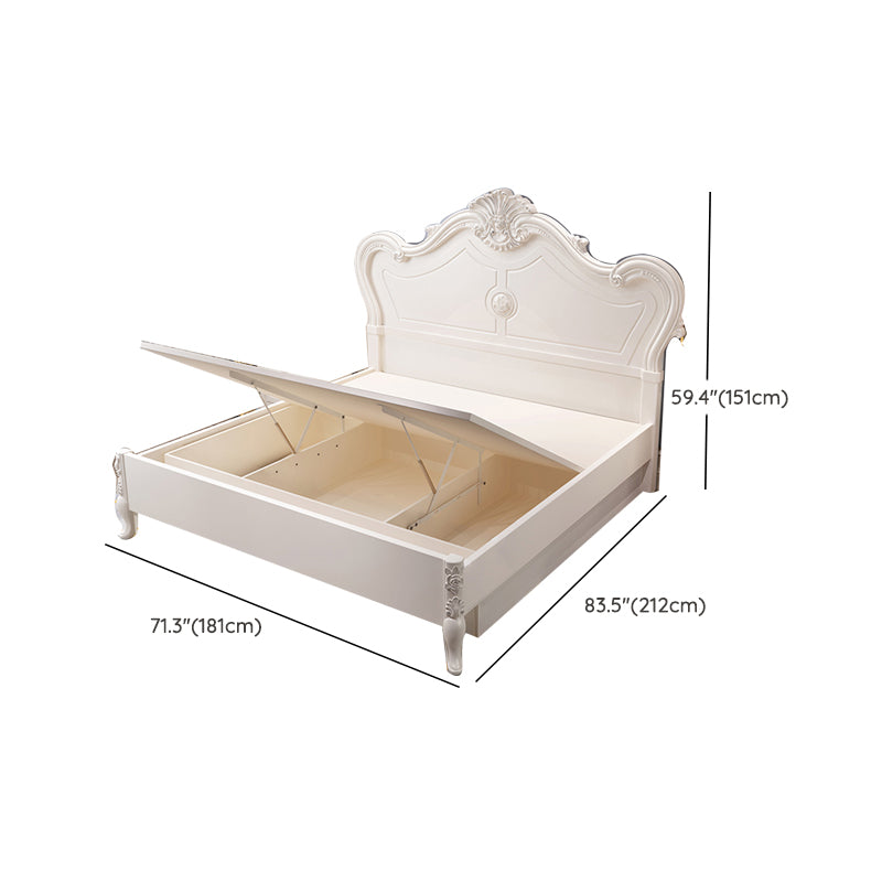 Victorian Solid Color Standard Bed Solid Wood Camelback Bed Frame