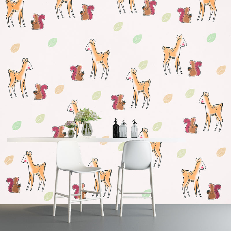 Modern Style Illustration Mural Wallpaper Animals Pattern Indoor Wall Mural
