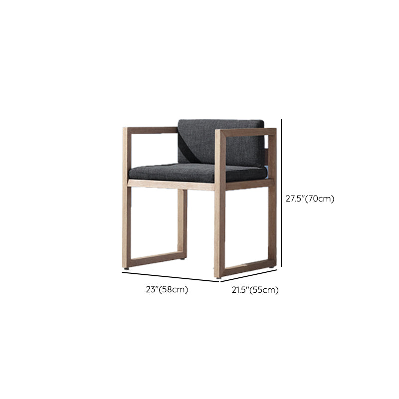 Modern Patio Dining Side Chair Natural Solid Wood Removable Cushion Teak
