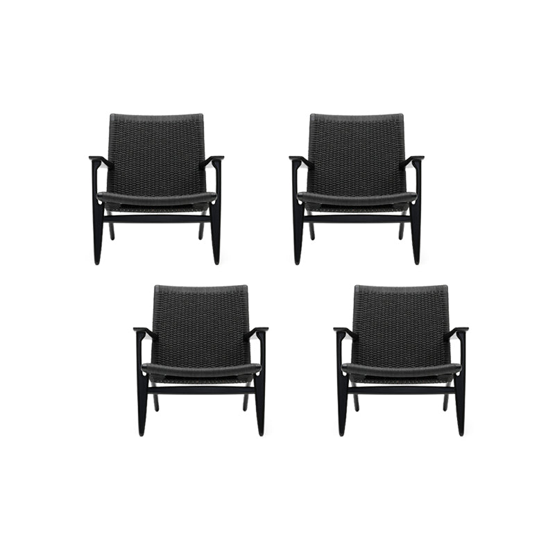 Solid Wood Frame Dining Arm Chair Indoor Arm Chair in Black and Natural