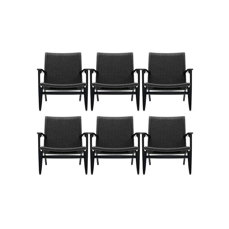 Solid Wood Frame Dining Arm Chair Indoor Arm Chair in Black and Natural