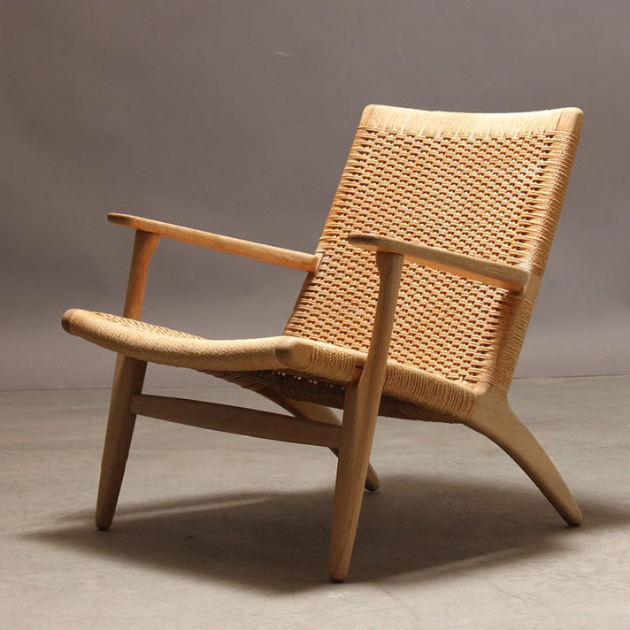 Solid Wood Frame Dining Arm Chair Indoor Arm Chair in Black and Natural