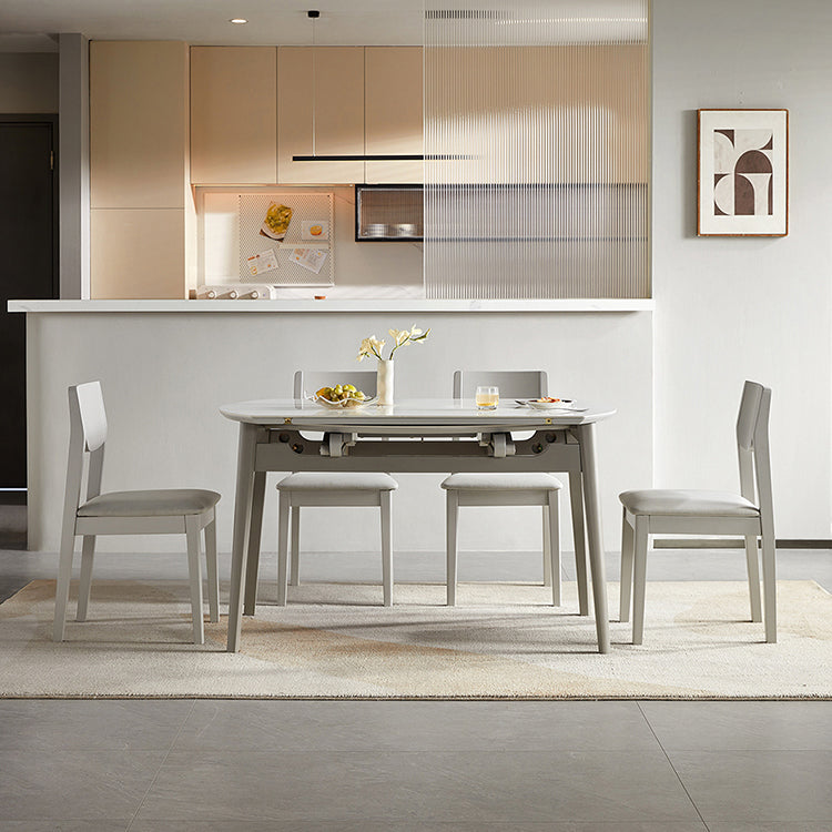 Contemporary Dining Table for Home White Dinette Table with Wooden Frame