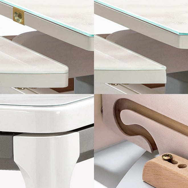Contemporary Dining Table for Home White Dinette Table with Wooden Frame