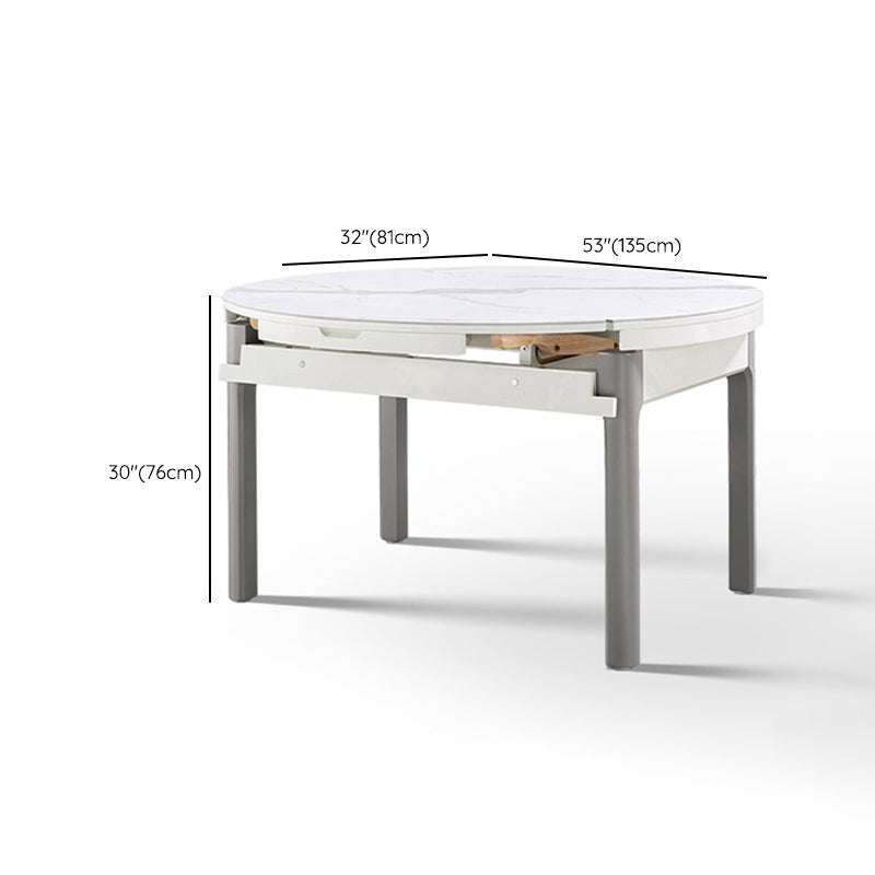 Contemporary Dining Table for Home White Dinette Table with Wooden Frame