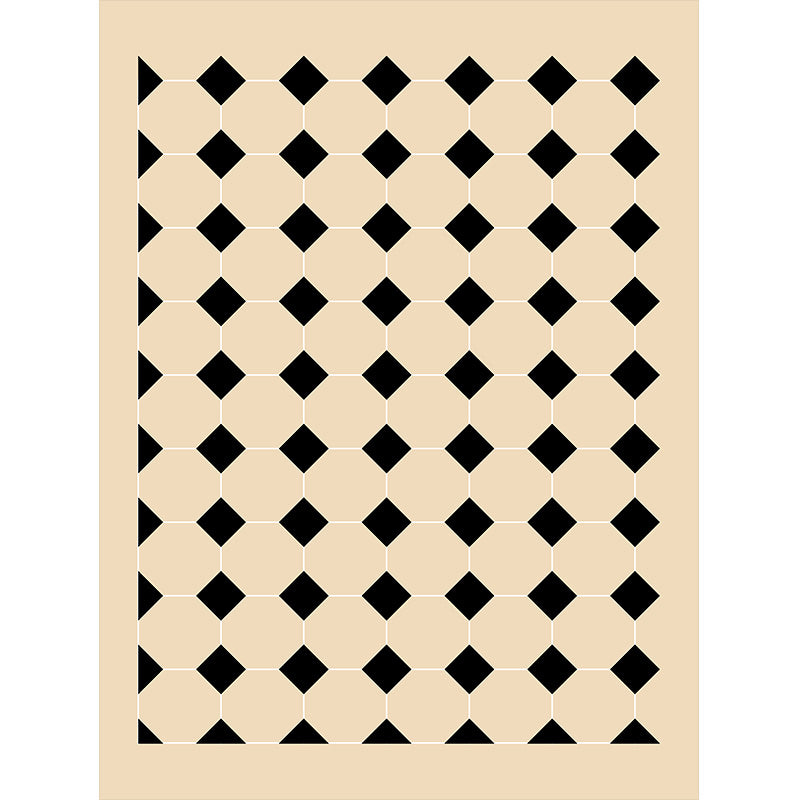 Minimalist Tribal Diamond Rug Beige Polyester Area Rug Stain Resistant Rug for Bedroom