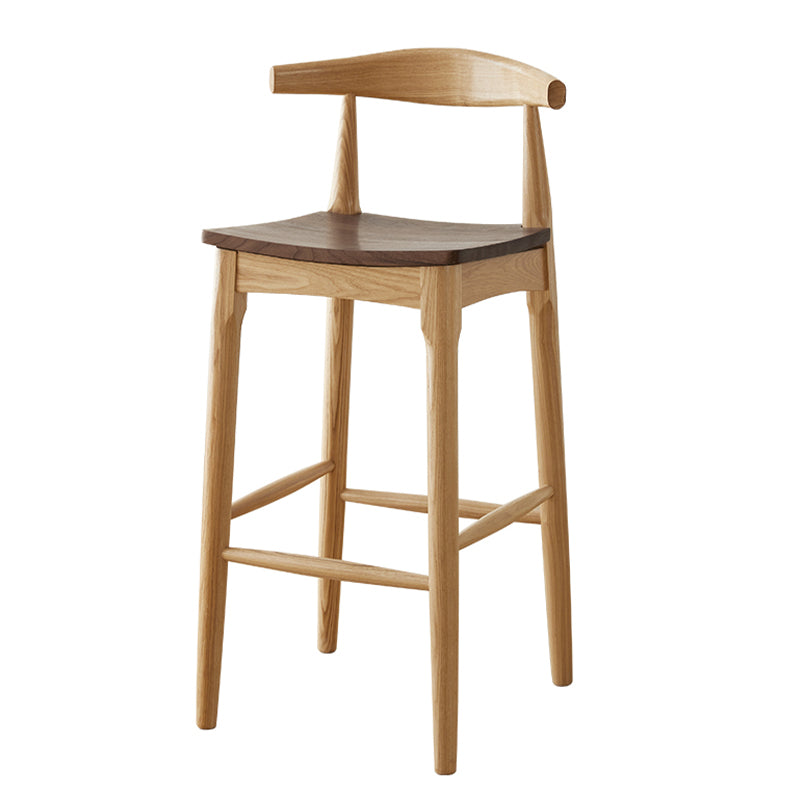 Modern Armless Backrest Counter Stool Wood Cafe Bar Stool with Wooden Seat