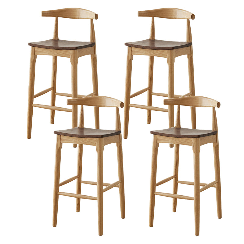Modern Armless Backrest Counter Stool Wood Cafe Bar Stool with Wooden Seat