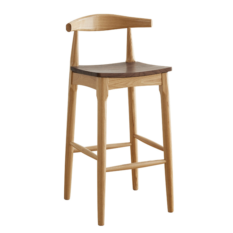 Modern Armless Backrest Counter Stool Wood Cafe Bar Stool with Wooden Seat