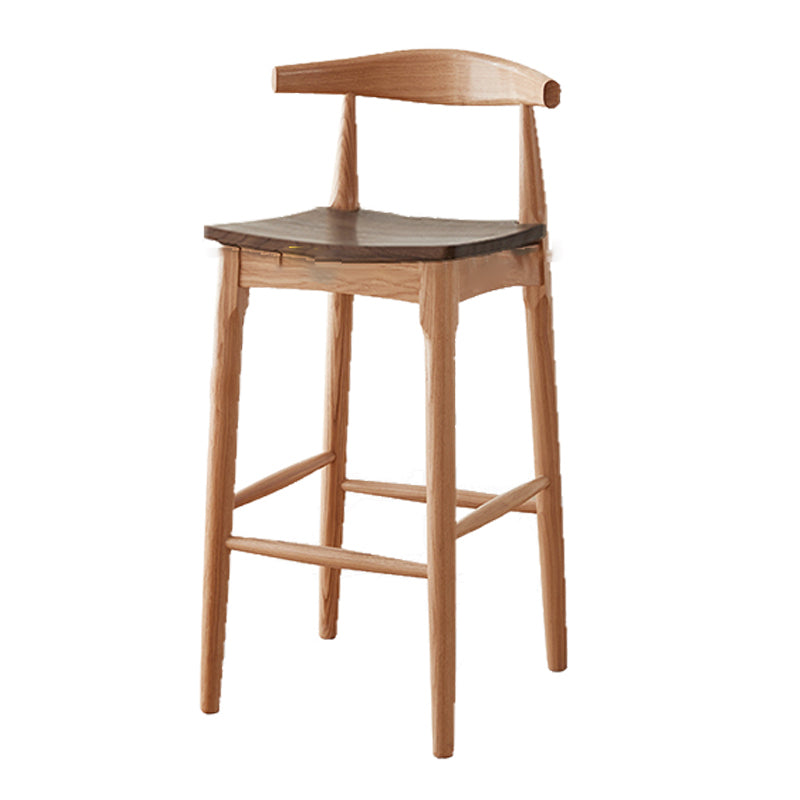 Modern Armless Backrest Counter Stool Wood Cafe Bar Stool with Wooden Seat