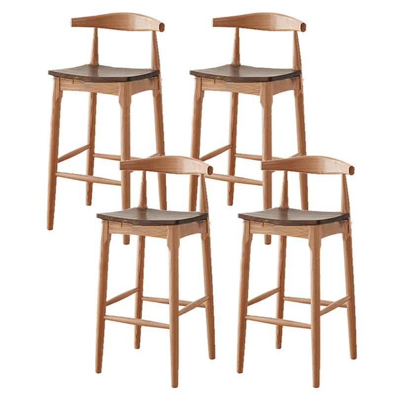 Modern Armless Backrest Counter Stool Wood Cafe Bar Stool with Wooden Seat