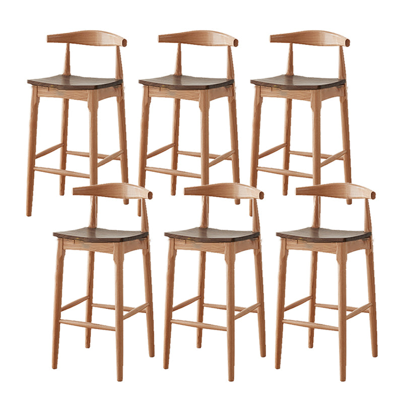 Modern Armless Backrest Counter Stool Wood Cafe Bar Stool with Wooden Seat