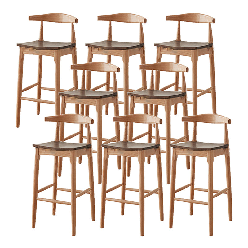 Modern Armless Backrest Counter Stool Wood Cafe Bar Stool with Wooden Seat