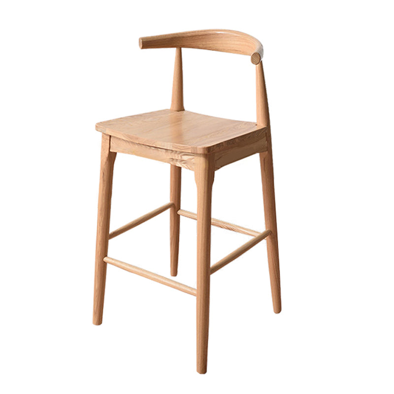 Modern Armless Backrest Counter Stool Wood Cafe Bar Stool with Wooden Seat
