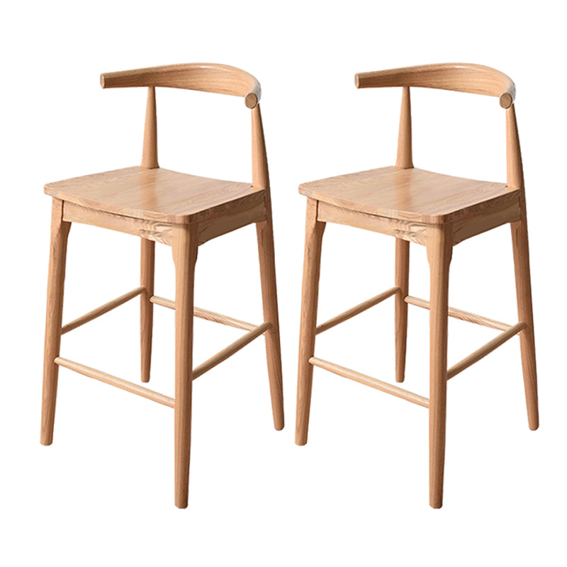 Modern Armless Backrest Counter Stool Wood Cafe Bar Stool with Wooden Seat