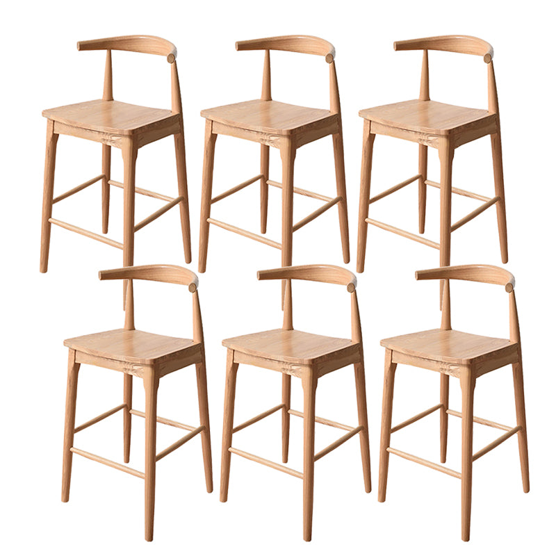 Modern Armless Backrest Counter Stool Wood Cafe Bar Stool with Wooden Seat
