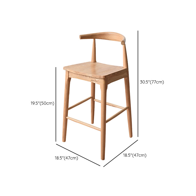 Modern Armless Backrest Counter Stool Wood Cafe Bar Stool with Wooden Seat
