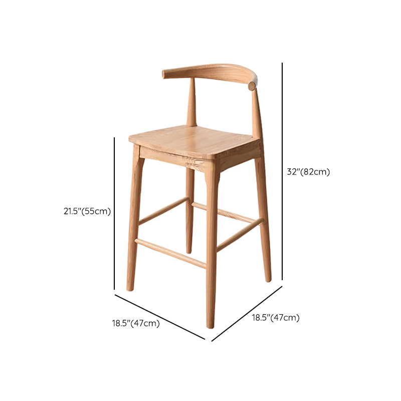 Modern Armless Backrest Counter Stool Wood Cafe Bar Stool with Wooden Seat