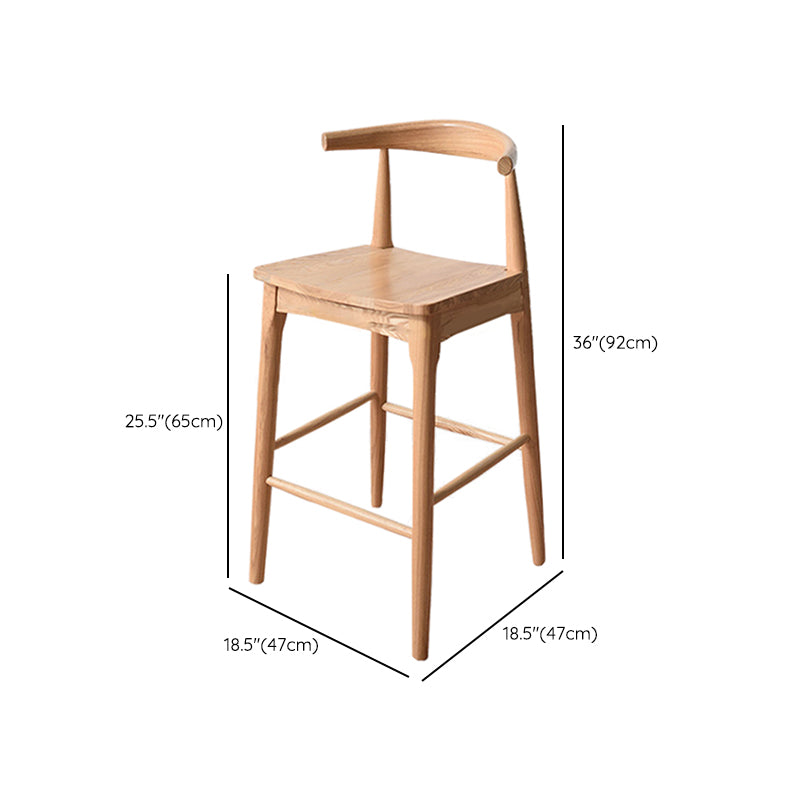 Modern Armless Backrest Counter Stool Wood Cafe Bar Stool with Wooden Seat